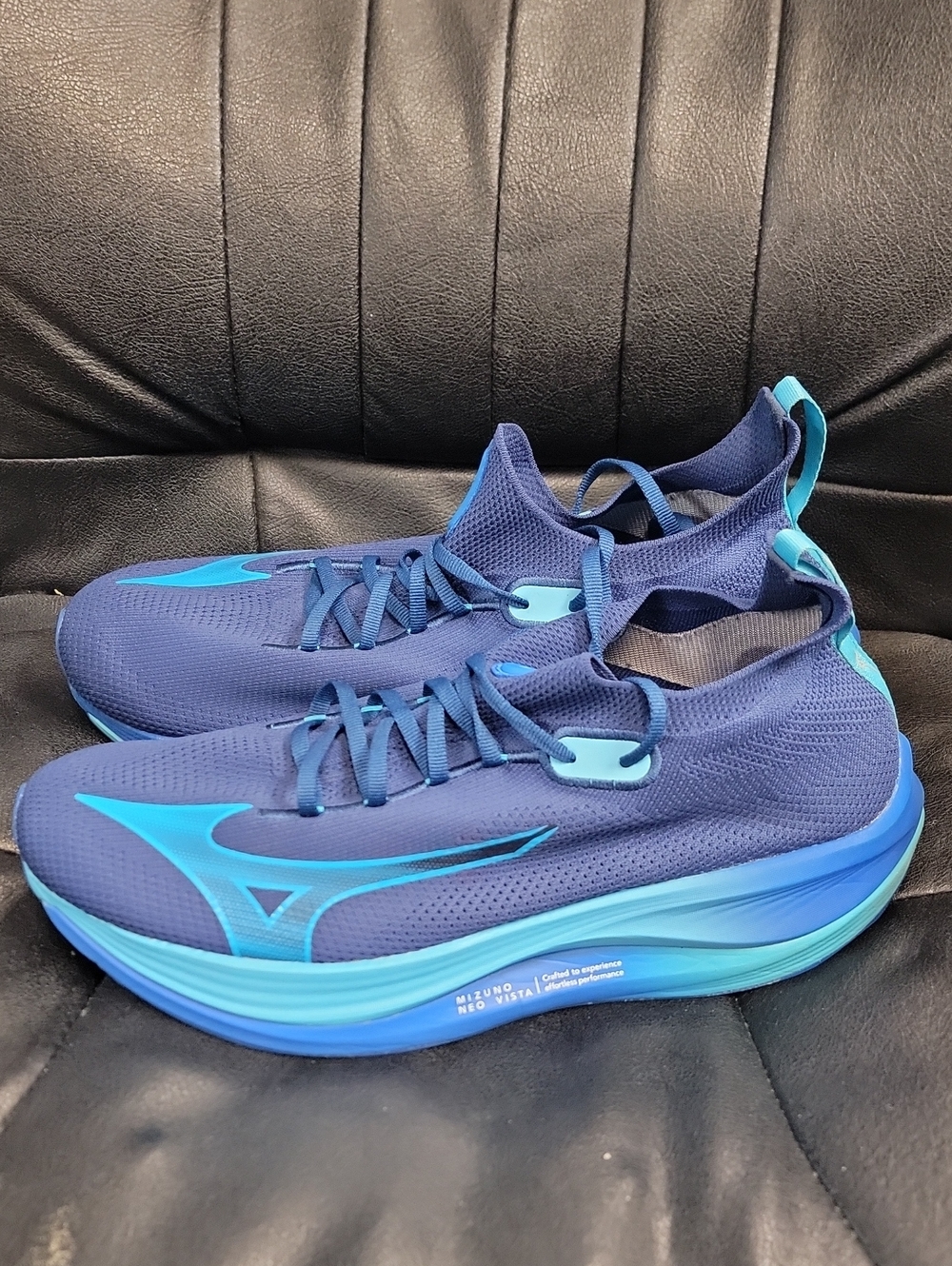 Mizuno Men’s Navy and Aqua Lightweight Running Shoes